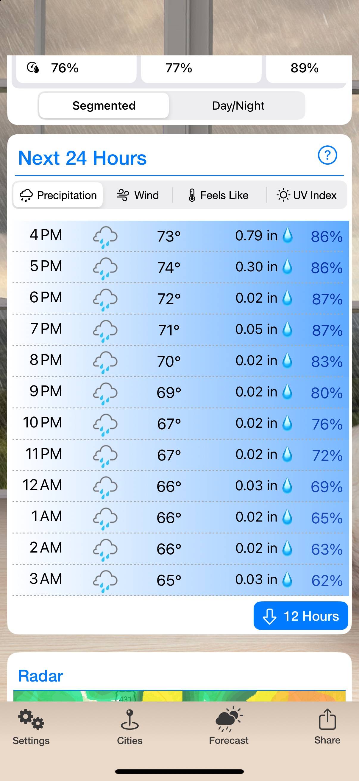 Weather Puppy: Hour by hour